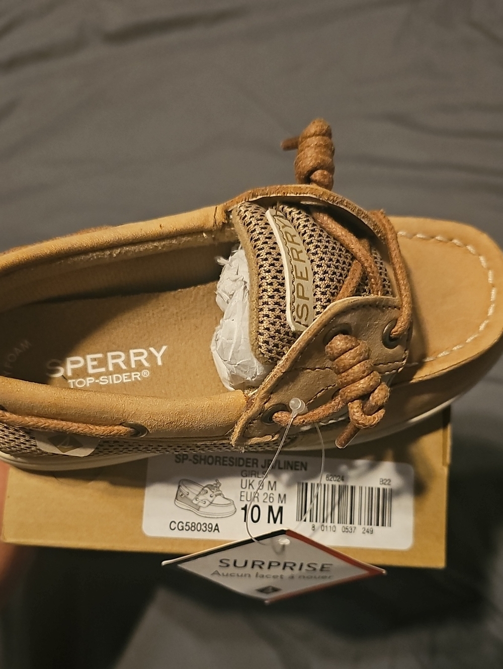 Sperry Kids Tan Moccasin Boat Shoe